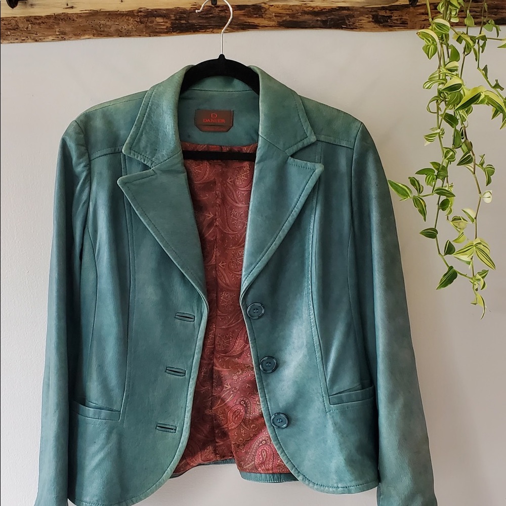 Danier Turquoise Leather Jacket